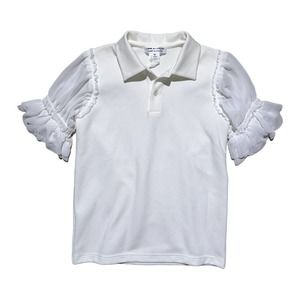 Ruffled sheer sleeve polo